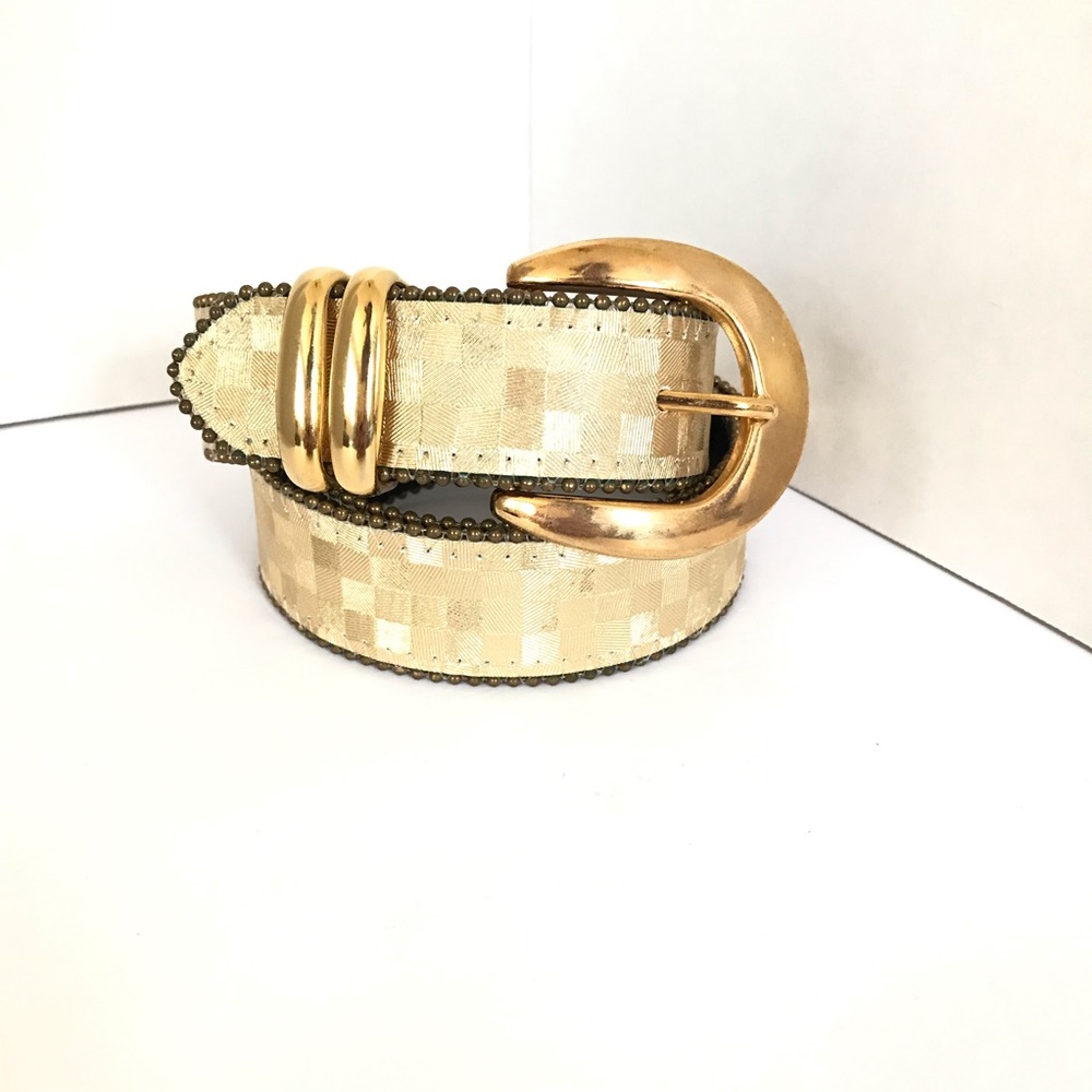 Vintage Elige Gold Leather Print Women’s Belt Sz S